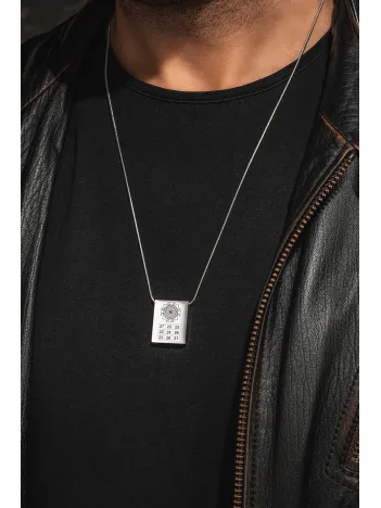 YantraX Çelik Erkek Kolye Sri Yantra ve Kubera Yantra Sembolü Kararmaz Paslanmaz