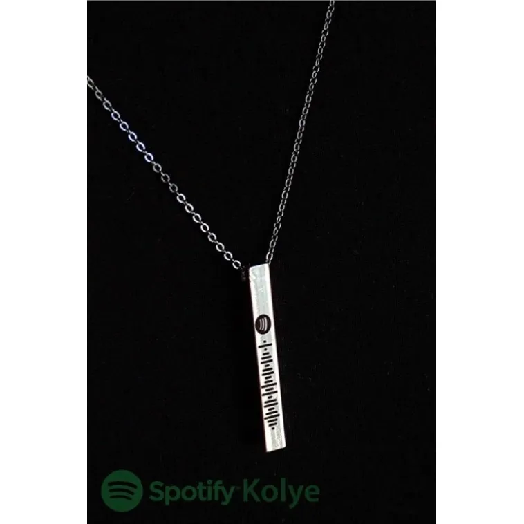 Spotify Şarkı Kodlu Bijuteri Gümüş Renk Bar Çubuk Kolye Blok Zincir CKLSPOTYKLY-GMS Spotify Şarkı Kodlu Bijuteri Gümüş Renk Bar Çubuk Kolye Blok Zincir CKLSPOTYKLY-GMS