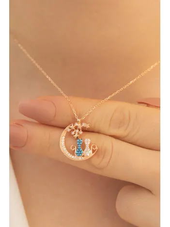 Kadın Gümüş Kolye-Çift Kedi Motifli Gümüş Kadın Kolye