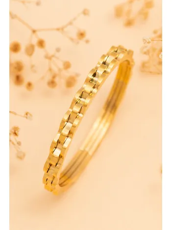 Kadın Çelik Bileklik - Altın Kaplama Lüks Bukle Model Kadın Kelepçe