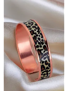 Kadın Bakır Bileklik - Leopar Model Özel Baskı Metal Kutu Ve Doğal Taşlar