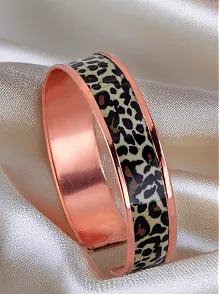 Kadın Bakır Bileklik - Leopar Model Özel Baskı Metal Kutu Ve Doğal Taşlar