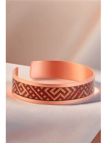 Kadın Bakır Bileklik - Eve Model Özel Baskı Metal Kutu Ve Kuvars Taşı