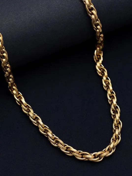 Erkek Çelik Kolye - Sarmal Model Çelik Kolye - 22 Ayar Gerçek Altın Kaplama