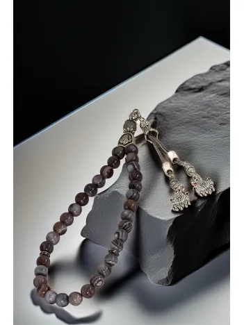 Erkek Doğal Taş Tespih - Doğal Mor Akik Taşlı Ortaboy Tesbih Erkek Doğal Taş Tespih - Doğal Mor Akik Taşlı Ortaboy Tesbih