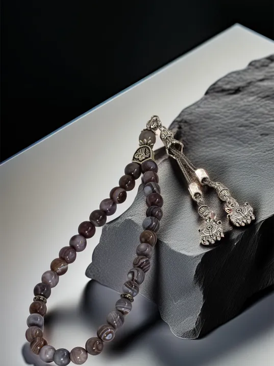 Erkek Doğal Taş Tespih - Doğal Mor Akik Taşlı Ortaboy Tesbih Erkek Doğal Taş Tespih - Doğal Mor Akik Taşlı Ortaboy Tesbih