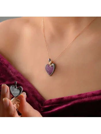 Kadın Gümüş Kolye - Kalpli Model İçine İsim Yazılabilen Kadın Gümüş Kolye