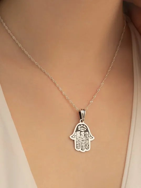 Fatma Ana Eli Bayan Gümüş Kolye