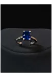 Kadın Gümüş Yüzük - Lacivert Safir Taşlı Tektaş Model Yüzük