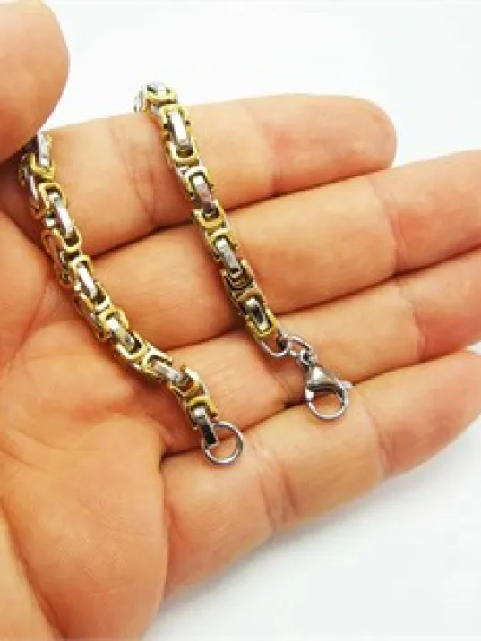 ERKEK ÇELİK SARI ZİNCİR KOLYE + BİLEKLİK SET ERKEK ÇELİK SARI ZİNCİR KOLYE + BİLEKLİK SET