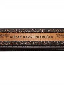 Kişiye Özel Ahşap Üzeri Deri Kaplamalı Bakır Yaldızlı Premium Tesbih Kutusu