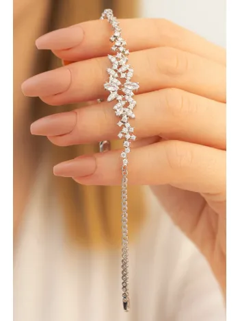 Balın Zirkon Taşlı Su Yolu Bayan Gümüş Bileklik