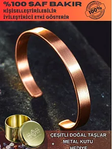 Saf Bakır Bileklik Kişiselleştirebillir Düz Model Metal Kutu Doğal Taşlar Erkek Kadın Bilezik