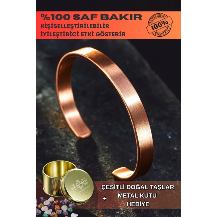 Saf Bakır Bileklik Kişiselleştirebillir Düz Model Metal Kutu Doğal Taşlar Erkek Kadın Bilezik Saf Bakır Bileklik Kişiselleştirebillir Düz Model Metal Kutu Doğal Taşlar Erkek Kadın Bilezik