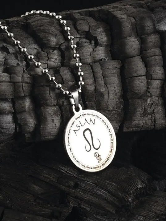 Aslan Burcu Kolyesi Kadın Erkek Çelik Kolye Top Zincir CKLASLANBRC-GMS