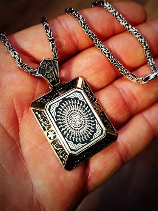 Erkek Gümüş Kolye - 925 Ayar Kral Zincirli 35 Besmele Duası İşlemeli Gümüş Kolye Erkek Gümüş Kolye - 925 Ayar Kral Zincirli 35 Besmele Duası İşlemeli Gümüş Kolye