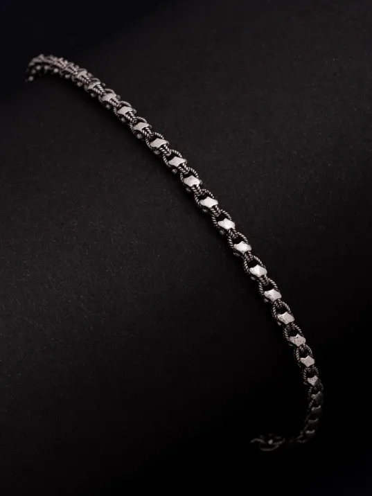 Erkek Gümüş Bileklik - 3mm Pullu Arnavut Zinciri Gümüş Bileklik