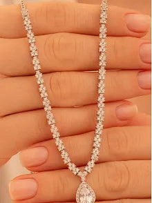 Kadın Gümüş Kolye - Aylin Damla Model Zirkon Taşlı Kadın Kolye