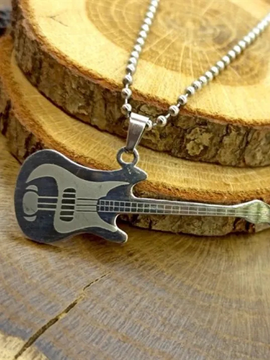 Gitar Erkek Çelik Kolye Zincir CKLGMSGITAR