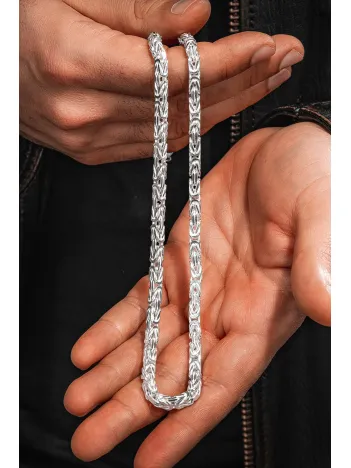 Erkek Gümüş Kolye - Kalın Beyaz Kral Erkek Kolye