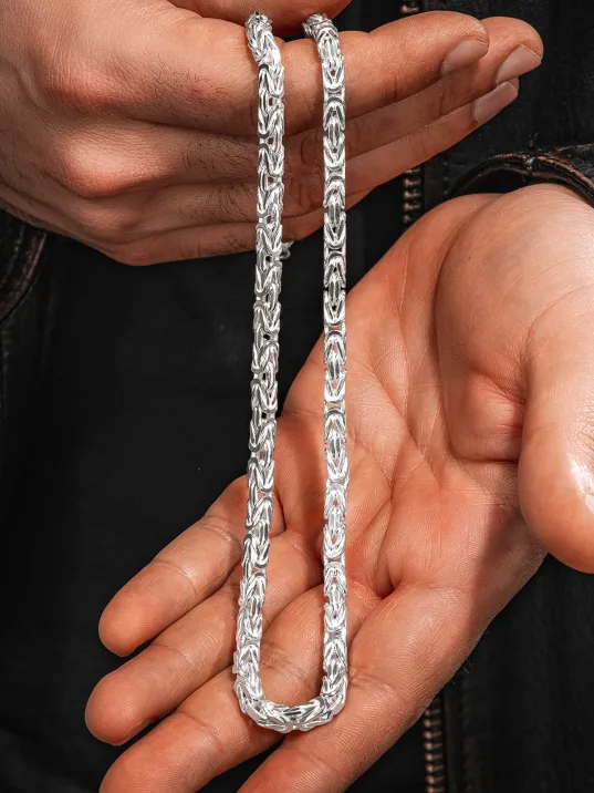 Erkek Gümüş Kolye - Kalın Beyaz Kral Erkek Kolye