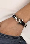 Erkek Çelik Bileklik - Erkek Deri Bileklik - Dümen Motifli Çapa Figürlü Erkek Bileklik