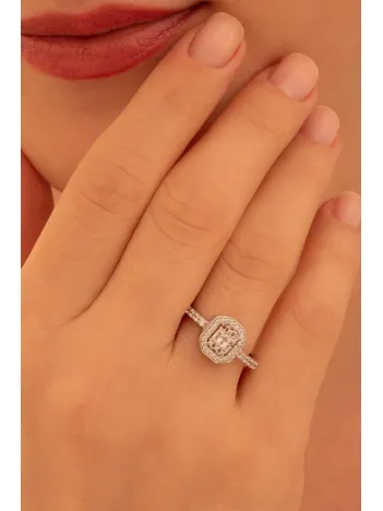 Kadın Gümüş Yüzük - Merlin Baget Taşlı Model Kadın Yüzük