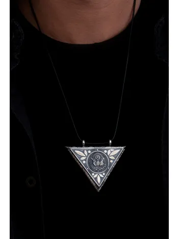 En Büyük Boy Osmanlı Armalı Gümüş Erkek Muska Kolye Cevşen Haznesi