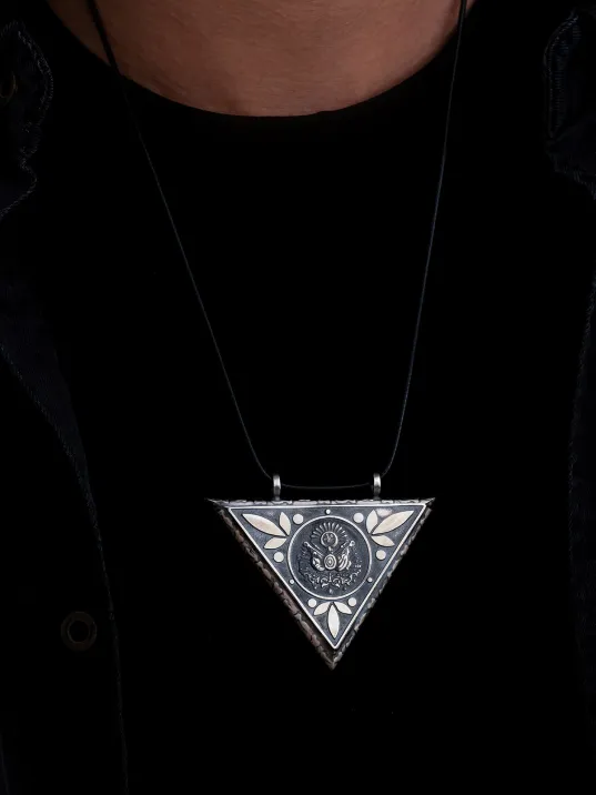 En Büyük Boy Osmanlı Armalı Gümüş Erkek Muska Kolye Cevşen Haznesi