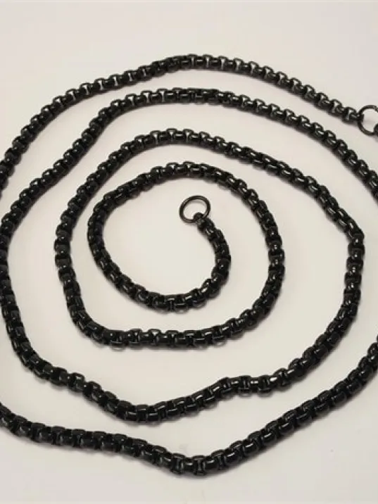 Kalın Siyah Polo Model Erkek Çelik Kolye