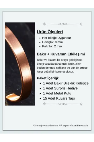 Saf Bakır Bileklik Kişiselleştirebillir Düz Model Metal Kutu Doğal Taşlar Erkek Kadın Bilezik