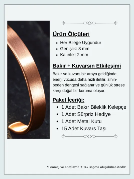 Saf Bakır Bileklik Kişiselleştirebillir Düz Model Metal Kutu Doğal Taşlar Erkek Kadın Bilezik