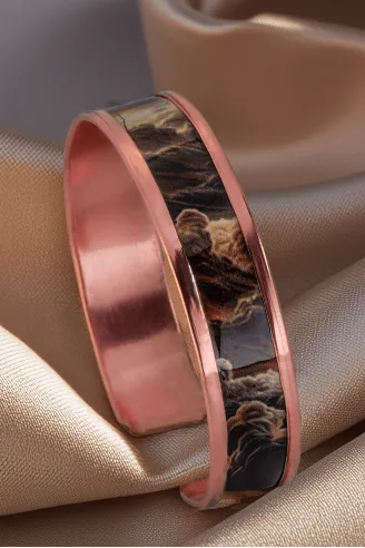 Kadın Bakır Bileklik Yüzük Set - Mia Model Özel Baskı Metal Kutu Ve Kuvars Taşı