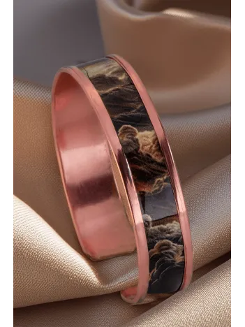 Kadın Bakır Bileklik Yüzük Set - Mia Model Özel Baskı Metal Kutu Ve Kuvars Taşı