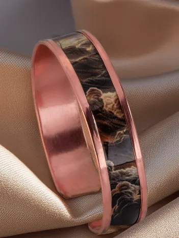 Kadın Bakır Bileklik Yüzük Set - Mia Model Özel Baskı Metal Kutu Ve Kuvars Taşı