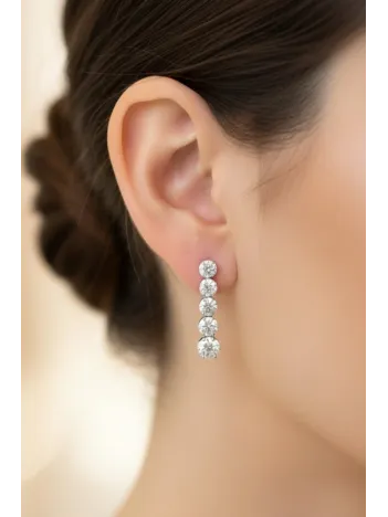 Kadın Gümüş Küpe - Ahsen Gümüş Su Yolu Kadın Küpe