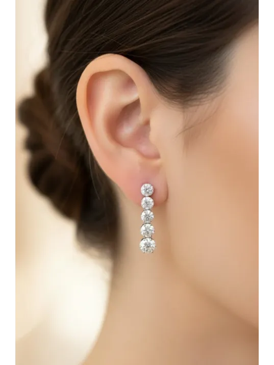 Kadın Gümüş Küpe - Ahsen Gümüş Su Yolu Kadın Küpe