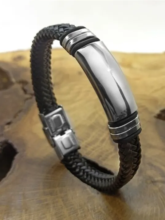 İsim Yazılabilen Örme Deri Erkek Bileklik Kalın Model CBLISIMUZNS-SYH İsim Yazılabilen Örme Deri Erkek Bileklik Kalın Model CBLISIMUZNS-SYH