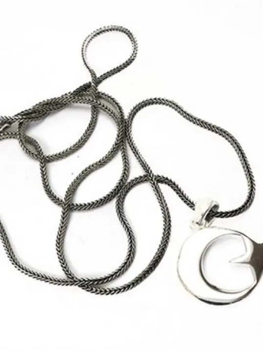 Parlak Ay Yıldız Gümüş Kolye Zincir