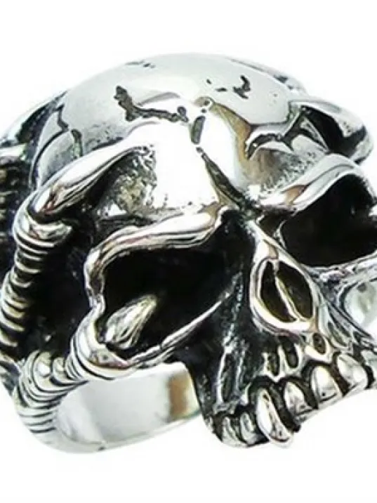 Gotik Kurukafa Gümüş Erkek Yüzüğü