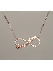 Sonsuza Dek Yazılı Rose Sonsuzluk Bayan Gümüş Kolye Orta Boy