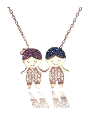 Kadın Gümüş Kız Erkek Çocuk Kolye