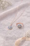 Kadın Kolye Yüzük Set - Rose Kaplama Nazar Boncuğu Motifli Kadın Set