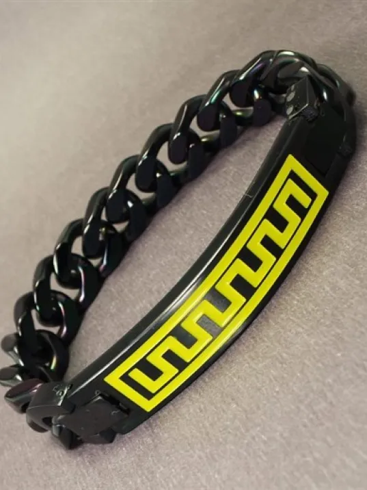 OttoMan Kalın Siyah Grek Motifli Erkek Çelik Bileklik OttoMan Kalın Siyah Grek Motifli Erkek Çelik Bileklik