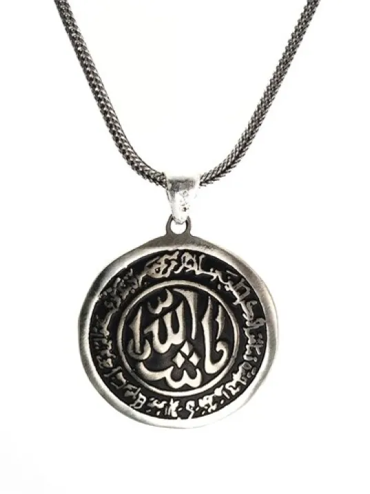 Maşallah Yazılı Gümüş Erkek Kolye Zincir