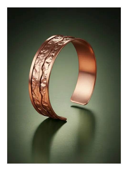 Kadın Bakır Bileklik - Bej Sonbahar Işıltısı Model Bakır Kadın Bileklik