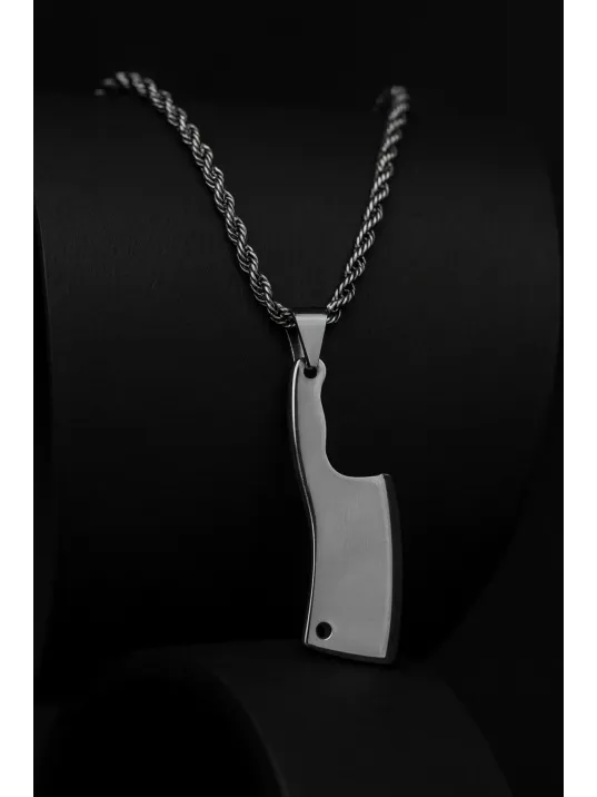 Erkek Çelik Kolye - Satır Motifli Burma Zincir Model Erkek Kolye