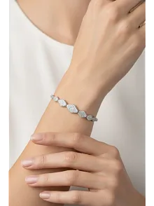 Kadın Gümüş Bileklik - Kleopatra Model Zirkon Taşlı Su Yolu Bileklik