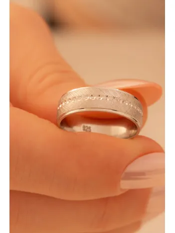 Kadın Gümüş Yüzük - Pırlanta Zirkon Taşlı Rodyum Kaplama Kadın Yüzük Alyans