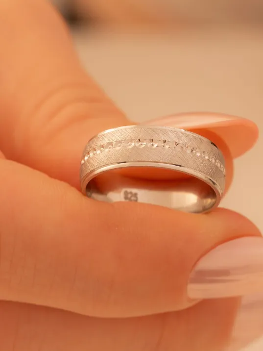 Kadın Gümüş Yüzük - Pırlanta Zirkon Taşlı Rodyum Kaplama Kadın Yüzük Alyans